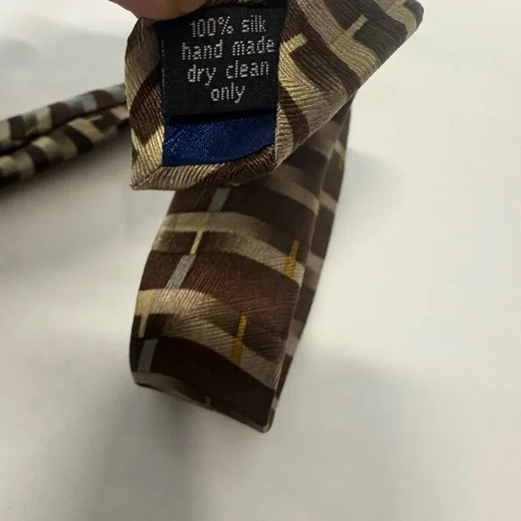 Carlos Devenezia Brown and Gold Vintage Silk Tie - Picture 5 of 6